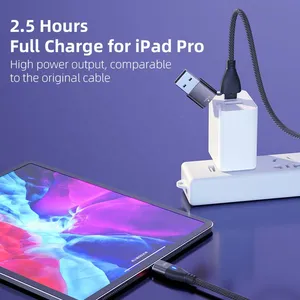 Amazing Nylon Braided 6 in 1 Magnetic USB C to Type C Cable PD100W Charging Cable Micro USB I-Product Data Line for Tablet Phone thumbnail-4
