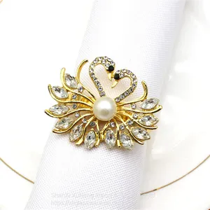 Factory Make Wedding Rhinestone Turquoise Crystal Swan Napkin Rings thumbnail-2
