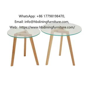 Glass Dining Table With Small Wooden Legs thumbnail-1