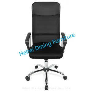 Dining Furniture Fabric and Mesh Upholstery Seat Black Ergonomic Desk Chair Chrome Legs Swivel Office Chair thumbnail-3