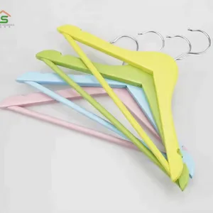 Colorful Wooden Hangers With SEDEX BSCI for Supermarket Hot Sale Shirt Hangers thumbnail-3