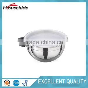 Stainless Steel Mixing Bowl Set With Lids and Handle, Non Slip Silicone Bottoms, and Volume Measurements thumbnail-2