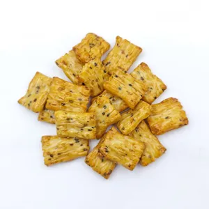 Factory Supply Low Oil Baked Soy Sauce Black Sesame Rice Crackers, Savory Japanese Style Rice Snacks, Custom Flavor thumbnail-1