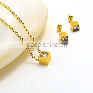 Women Jewelry Gold Jewelry Crystal Girls Party Dresses Square Jewelry Set thumbnail-3