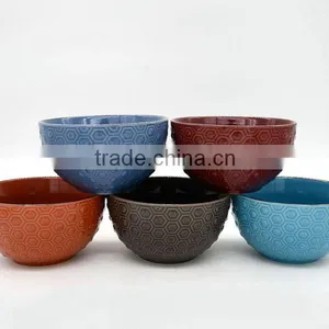 2016 Newest Embossed Ethnic Ceramic Bowls With Many Colors thumbnail-1