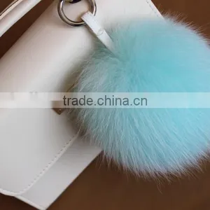 Direct Factory Wholesale Multi Colors Girls 100% Real Fox Fur Key Chain thumbnail-3