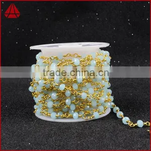 Blue Jade Quartz Chalcedony Stone Beaded Chains For Necklace-Free Shipping thumbnail-4