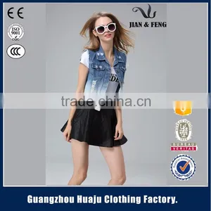 2016 Summer Fashion Hot Sale New Design Girl Denim Vest thumbnail-3