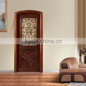 Rural Flower Carving Solid Birch Wood Glass Door Designs for Interior thumbnail-5
