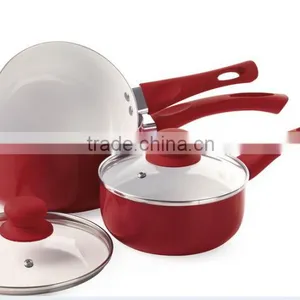Chili Red Aluminum Alloy Metal Type White Ceramic Saucepan Soup & Stock Pots Milk Pot thumbnail-1