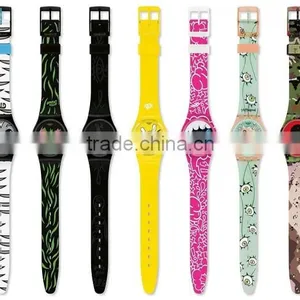 Most Fashion PVC Band Plastic Watch for Promotion Plastic Unisex Watch Custom Printed Strap Womens Full Printed Plastic Watch thumbnail-1