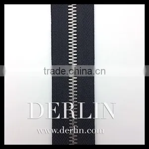 Euro European Shiny Silver High Quality Thin Teeth Zip Metal Zipper thumbnail-4