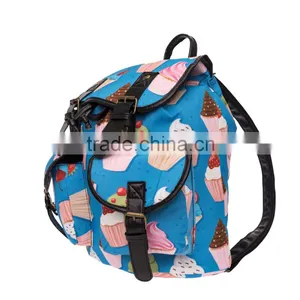 2016 3d Printed Muffin Cartoon Vintage Canvas Rucksacks Cute School Satchel Rucksack Backpack Campus Bag thumbnail-2