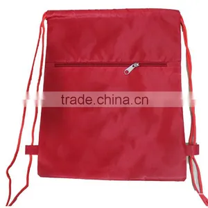 Blank Logo Canvas, Polyester Drawstring Backpack Bag With Front Pocket thumbnail-4