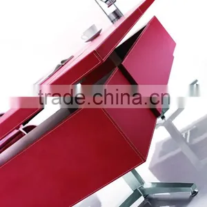 MT-07 Table for Executive Red Leather/PU Cover Executive Table Stainless Steel Frame MDF Office Table Quality Choice thumbnail-5
