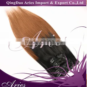 Clip in Human Hair Extensions 18" 7pc 70g Ombre Colors Natural Hair Black Blonde thumbnail-4