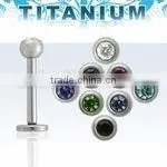 Titanium G5 Labret - 16g With Colored Crystal in 3mm Ball thumbnail-1