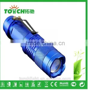 High-quality Mini Blue Brand 200LM Waterproof LED Flashlight 3 Modes Zoomable LED Torch Penlight for Hiking thumbnail-4