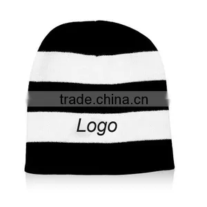 Acrylic Knit Striped Beanie thumbnail-3