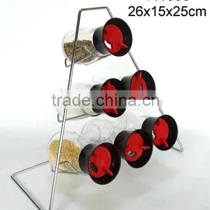 TW958 6pcs Glass Spice Jar Set With Metal Rack thumbnail-1