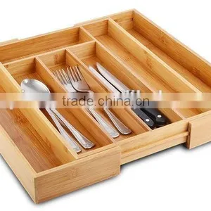 Practical Kitchen Drawer Storage Box Bamboo Cutlery Box thumbnail-1