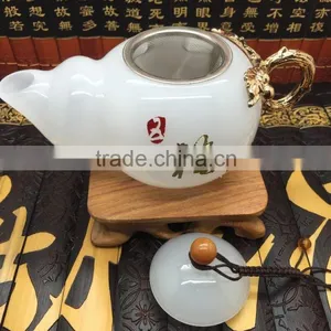 Bottle Gourd Teapot, White Glass Teapot thumbnail-5