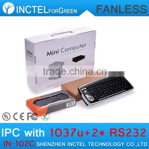 Fanless Mini Industrial PC Computer Workstation With 2 COM 4 USB 3.0 Intel Celeron 1037u Processor With 4G RAM Only thumbnail-4