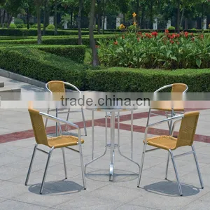 Outdoor Handmade Rattan Leisure Aluminum Coffee Table Chairs Set YC028 YT40B thumbnail-4