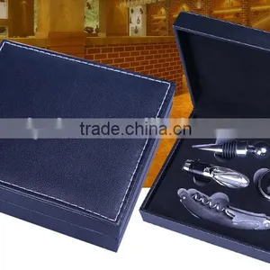 Factory OEM Supply Handmade Wine Tool Set With Leather Box, PU Leather Wine Accessories Gift Set Box thumbnail-3