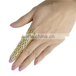New Fashion Multiple Finger Stack Knuckle Band Crystal Set Hollow Out Knuckle Ring thumbnail-4