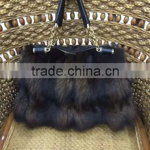 Women Real Fox Fur and Leather Splicing Handbags thumbnail-1
