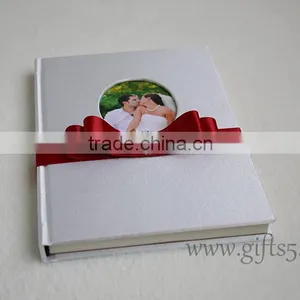 Wedding Guest Signing Book in White With Pearl and Ribbon thumbnail-3
