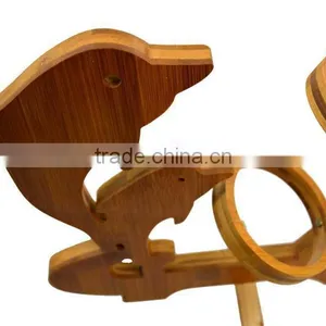 WR002/100% Bamboo Material Hot Sale Dolphin Shaped Bamboo Red Wine Rack thumbnail-5