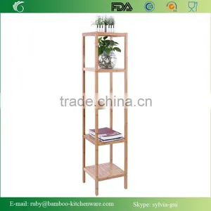 Bamboo Bathroom Tower 5-Shelf Towel Storage Standing Rack Shelving thumbnail-2