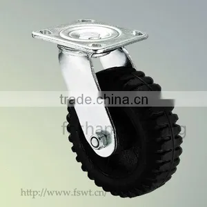 Double Steel Bearings Heavy Duty Iron Core Black Rubber Caster Wheel thumbnail-3
