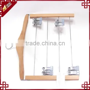 Space-saving 4 Tiers Metal Clips Wooden Skirt Hanger WK5398B thumbnail-2