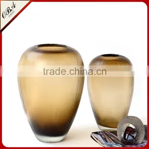 Handmade Vintage Italian Art Glass Murano Vase In Brown thumbnail-1