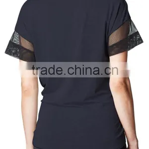 2016 Short Mesh Sleeve Top With Knotted Front Office In United States (USA)Small Minimum thumbnail-3