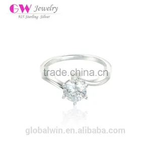 Fashion Jewelry Cheap Wholesale Cz Simple Single Stone Ring Designs thumbnail-1