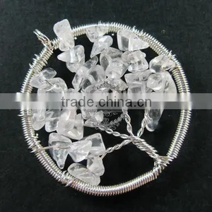 50mm Round Handmade Wiring Tree in Random White Crystal Stone Pendant Charm DIY Supplies 1820241 thumbnail-1