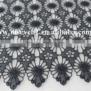 Black Color 20cm 100% Polyester Lace Trim Wholesale Flower Guipure Lace Trim Bridal Lace Trim for Dress thumbnail-3