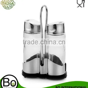 Stainless Steel Silver Shaker With Stand Sana Salt And Pepper Set of 2 thumbnail-1