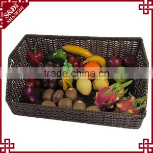 S&D Rectangular Supermarket pe Rattan Display Baskets for Produce Bread Basket Fruit Basket thumbnail-1