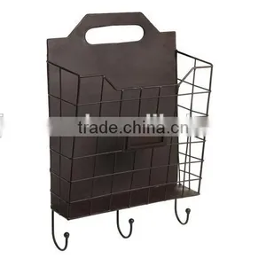 Vintage Wall Mounted Rustic Metal Wire Magazine Storage thumbnail-2