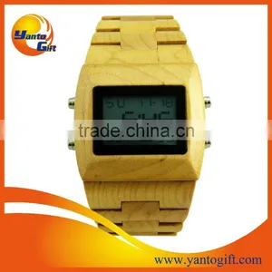 100% Nature Quartz Digital Wooden Watch thumbnail-1