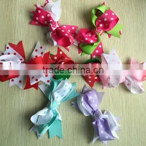 5" Grosgrain Boutique Red Green White Large Hair Bows for Girls, Toddlers and Babies thumbnail-1