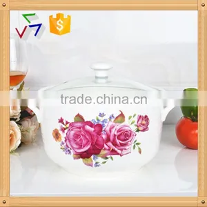 8"ceramic Round Cooker With Glass Lid thumbnail-1