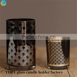 Candlestick Holders Antique Dark Purple Glass Decorative Candlestick Candle Holders thumbnail-1
