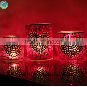 Wedding Pink Handing Mosaic Glass Candle Votives thumbnail-3