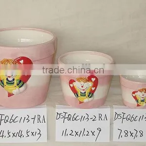 Pink Round Shape Ceramic Flower Planter for Valentine thumbnail-1